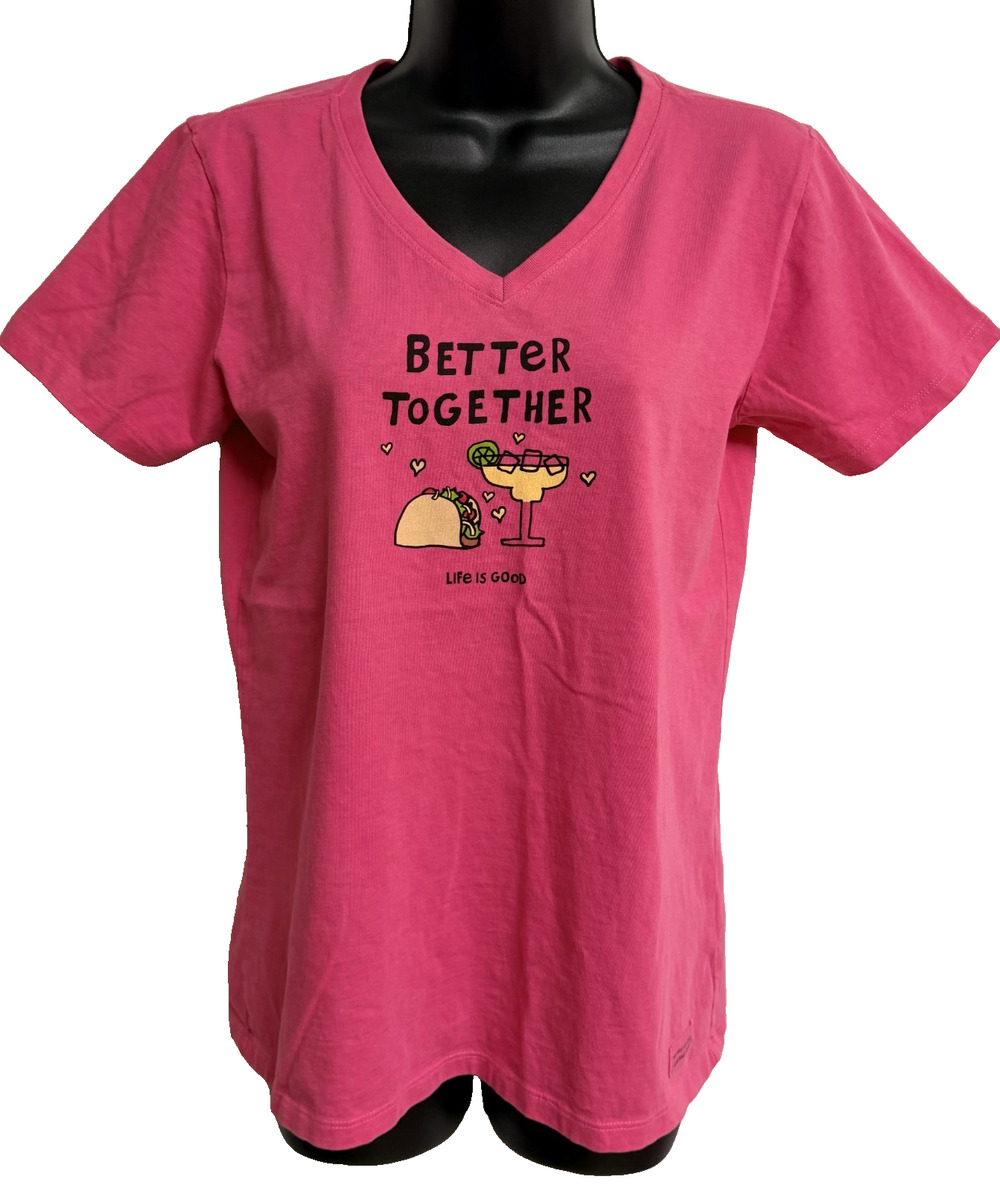 Life Is Good Better Together Crusher Tee Women's Small Pink Classic Fit T-Shirt